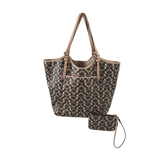 Coach Brown Peyton Dream Brown Signature Tote Bag and Wristlet Set - Picture 2 of 16